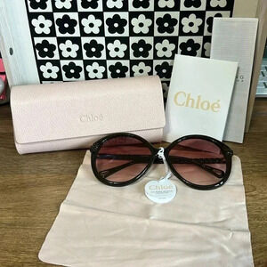 Chloe Black Sunglasses with Pink Lenses